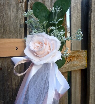 Wedding Aisle decorations, Floral chair ties, pew bows - image6
